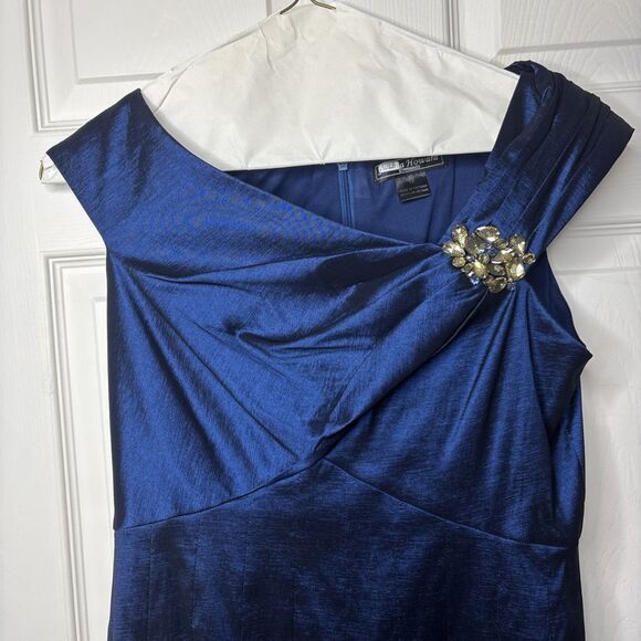 Jessica Howard Evenings Women’s Size 12 Navy Blue Satin Pleated Cocktail Dress - Picture 3 of 10